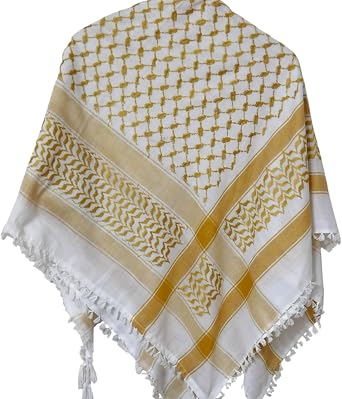 Palestine Traditional Keffiyeh Shemagh Scarf 48 x 48 inches, Desert Scarf Neck Head Wrap Tasseled Edges Unisex
