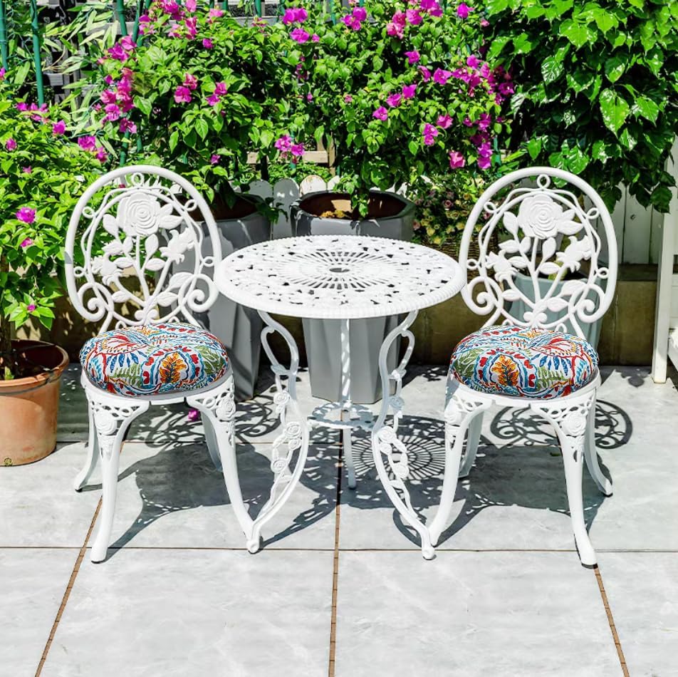 JMGBird Outdoor Cushions Pet of 4, Round Chair Cushions 15 inch with Ties, Round Seat Cushions for Bistro Chairs Paisley Print 4 Count (Round)