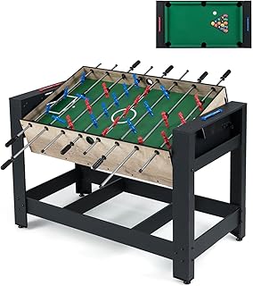 COSTWAY 2 en 1 Mesa Multijuego Giratoria, Mesa de Futbolín y Billar con Patas, 2 Bolas, Tacos, Triángulo, Cepillo y Tizas, Juego de Interior para Adolescentes y Adultos, 122 x 60,5 x 81,5 cm