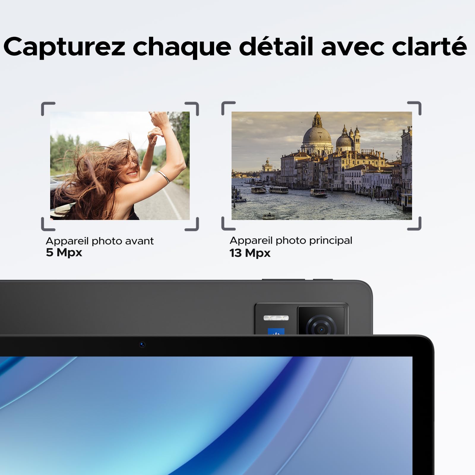 U13 Tablette 13 Pouces, Tablette Android 16 Écran FHD+ 90Hz,32Go RAM + 256Go ROM (Ex to 2To), Unisoc T7280, 11000mAh Batterie, 18W Charge Rapide, WiFi 5, Widevine L1,GPS,Face ID/3.5mm