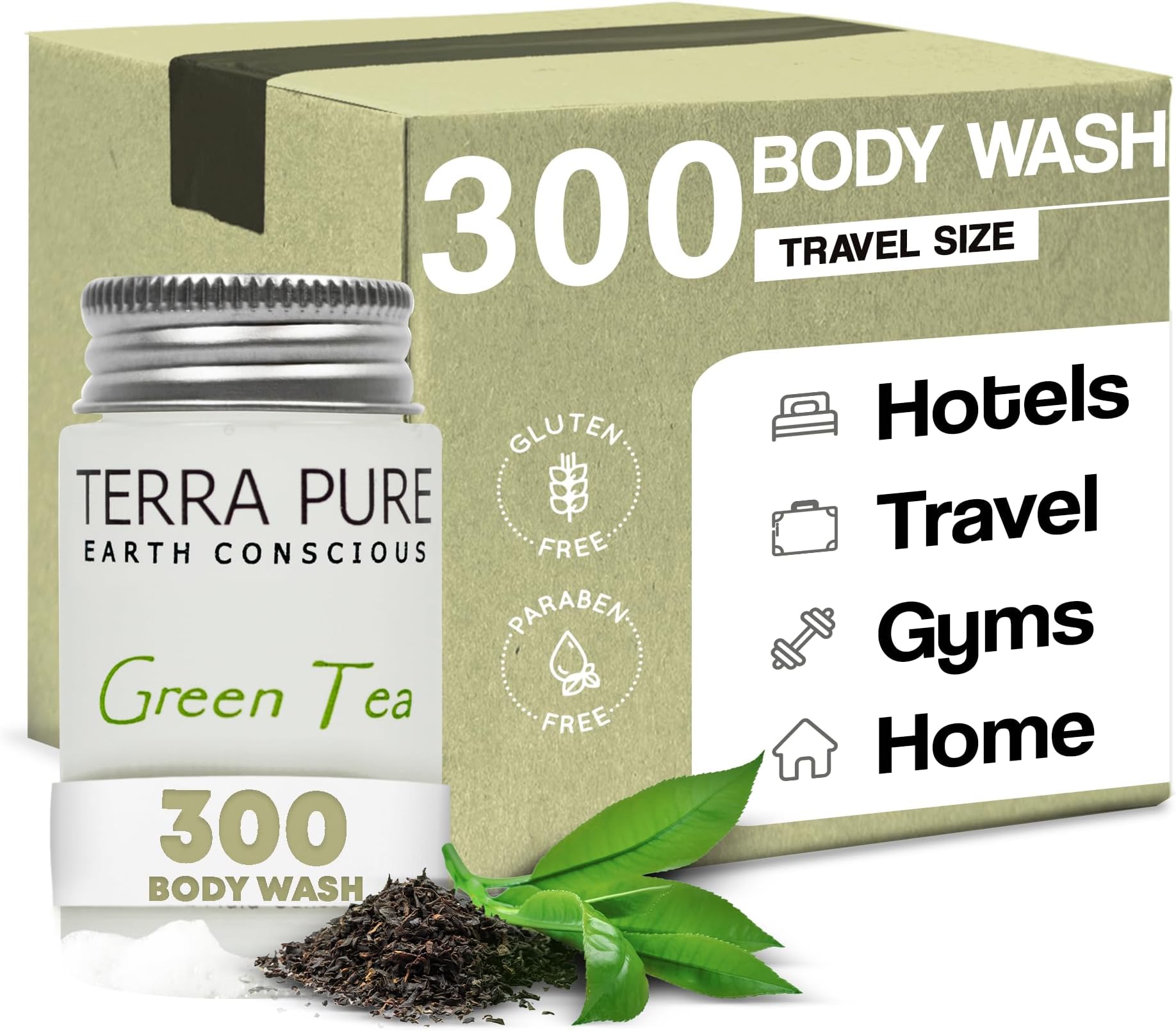 Green Tea Body Wash, 1.2 oz. In Jam Jar With Organic Honey And Aloe Vera (Case of 300)