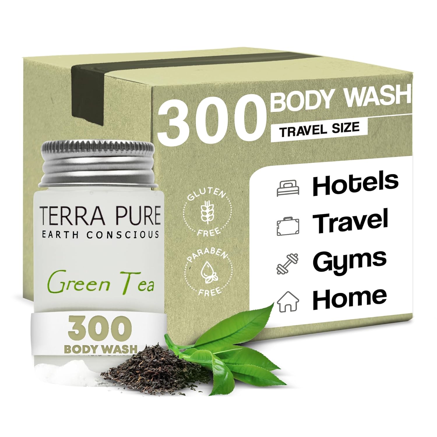 Terra Pure Green Tea Body Wash, 1.2 oz. In Jam Jar With Organic Honey And Aloe Vera (Case of 300)