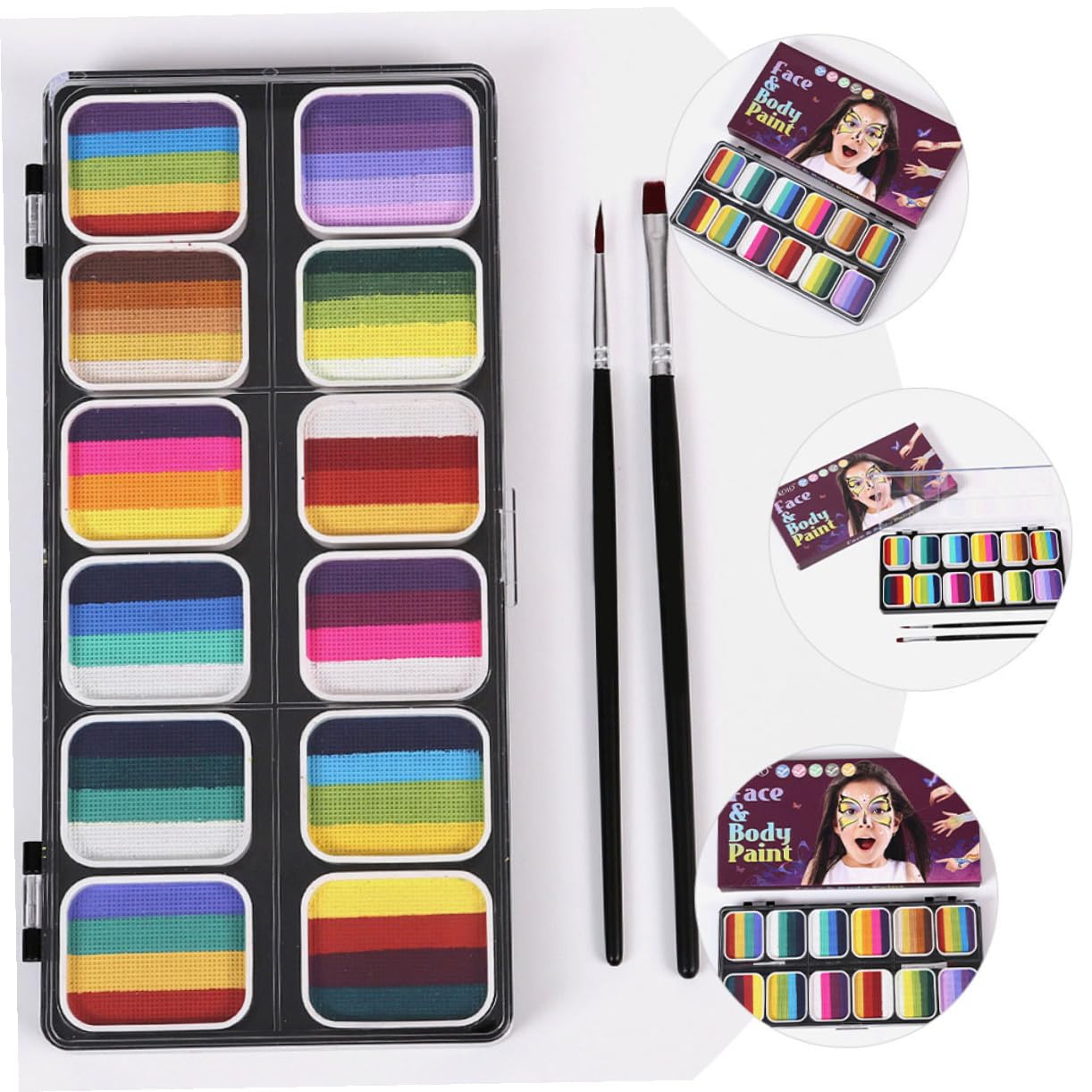 MERRYHAPY Professional Face Paint Set Colors Gradual Body Paint Kit Water Activated Face Body Painting Tool Cosplay Makeup