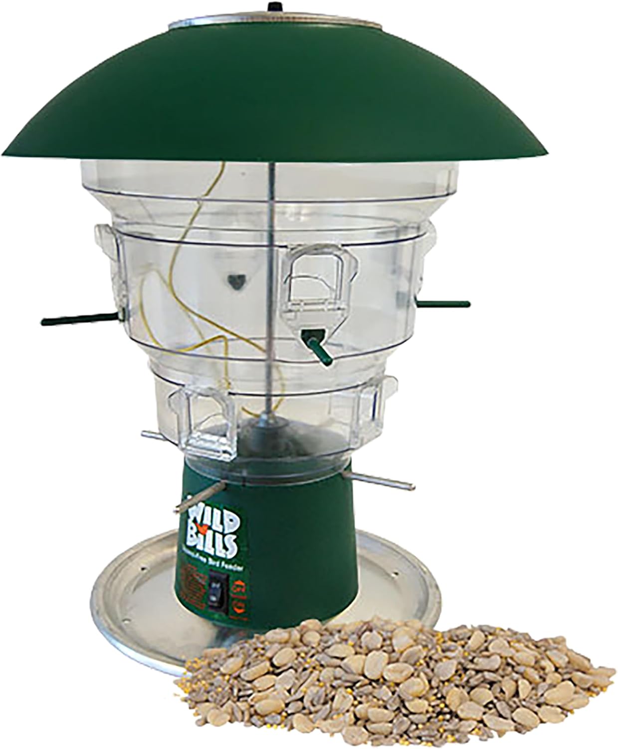 Wild Bills Electronic Bird Feeder with Waste Free Seed, 8 Port – Electric Feeder with 10 Quart Reservoir & 15 lb Wild Bird Seed Mix