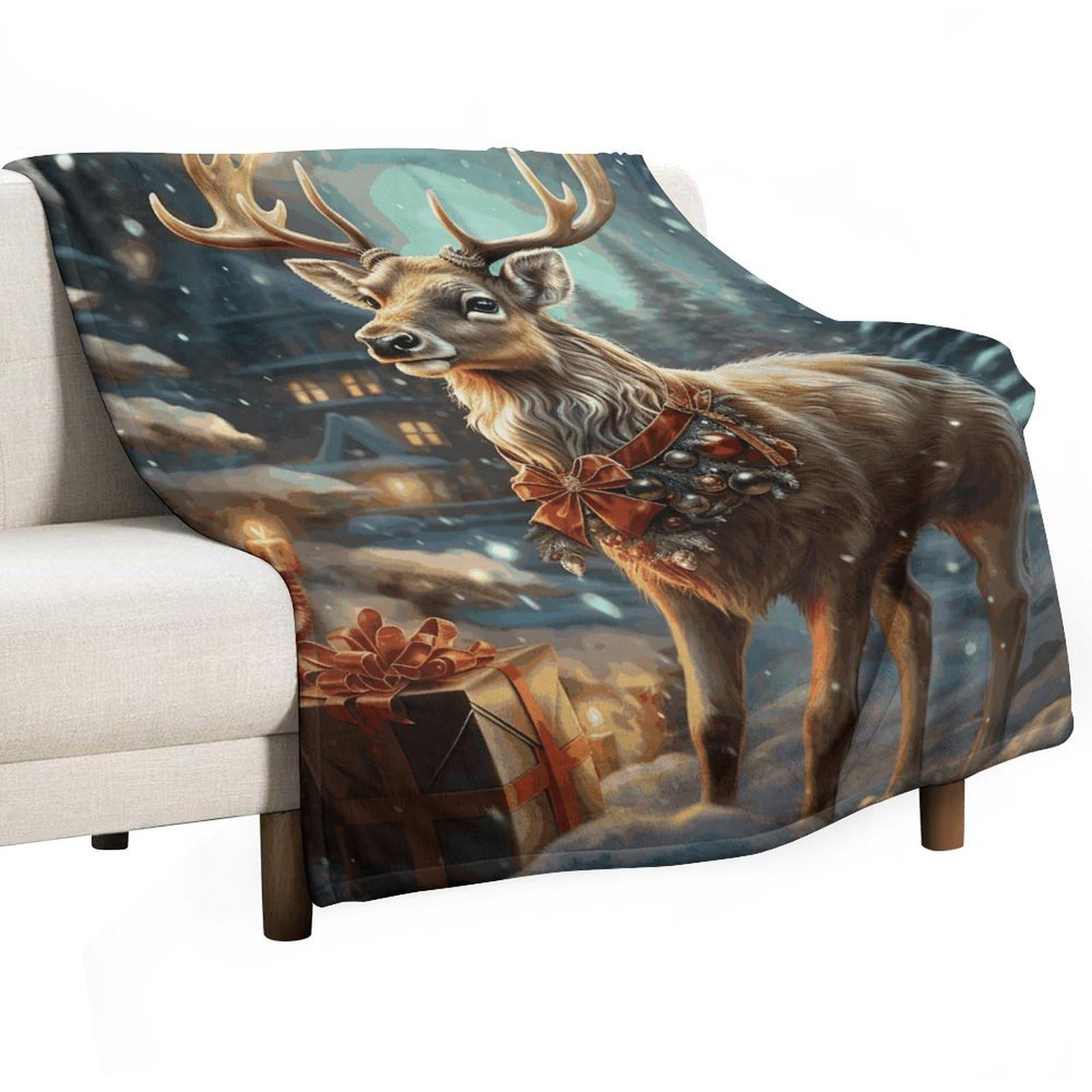 Couverture en flanelle rennes 140x178 cm pour lit et canapé