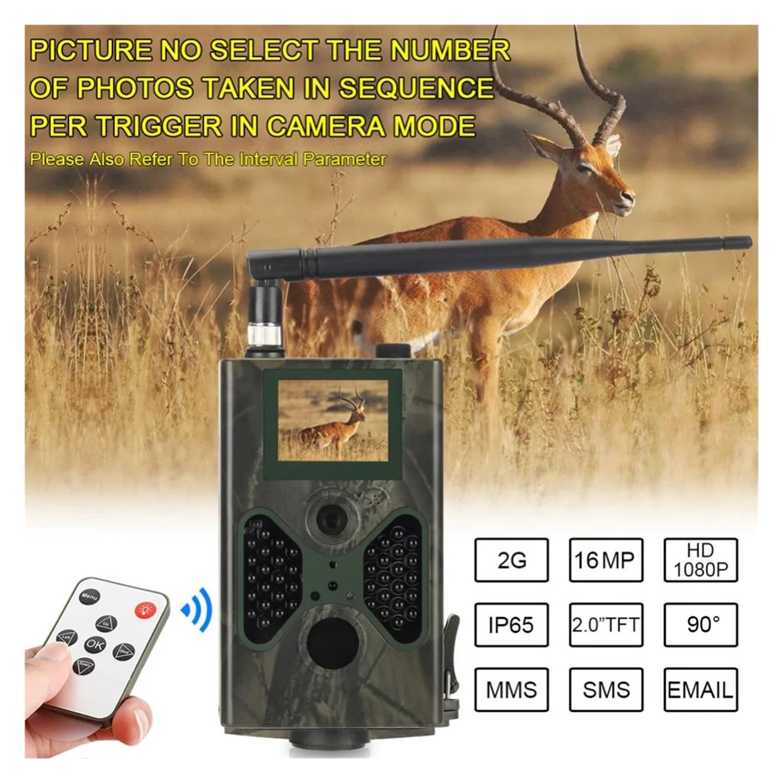 Komórkowa Kamera Obserwacyjna Do Polowania 16MP Fotopułapki SMTP MMS GSM 1080P Noktowizor Bezprzewodowe Kamery Dzikiej Przyrody Nadzór WyraźNe Obrazy I Filmy