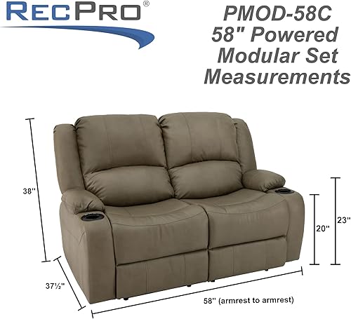 Miniatura 108 de RecPro Charles - Sofá reclinable doble de pared de 58 pulgadas, para autocaravana, con tela mejorada (color plomizo)