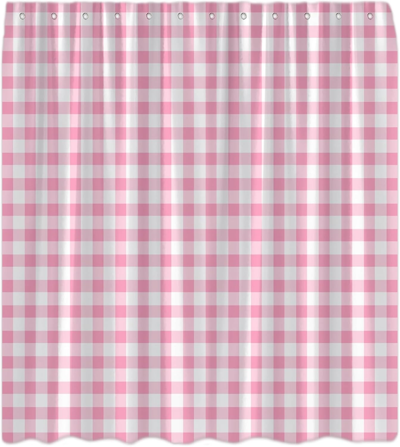 Brown White Shower Curtain Buffalo Check Plaid Classic Gingham Farmhouse Checkered Vintage Grid Minimalist Simple Modern Bath Decor Curtain with Hooks, 70x78 Inch