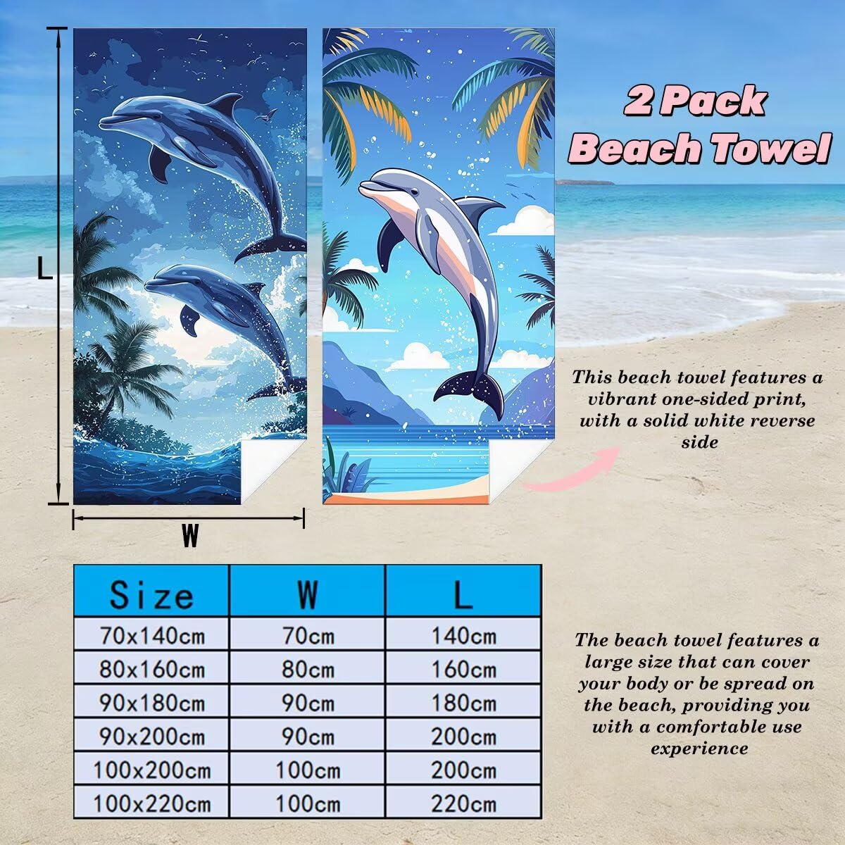 Ręcznik plażowy z mikrofibry, duży ręcznik plażowy 90 x 180 cm 2 sztuki, ręcznik gimnastyczny mężczyźni kobiety odporne na piasek ręczniki plażowe szybkoschnące ręczniki z mikrofibry akcesoria plażowe