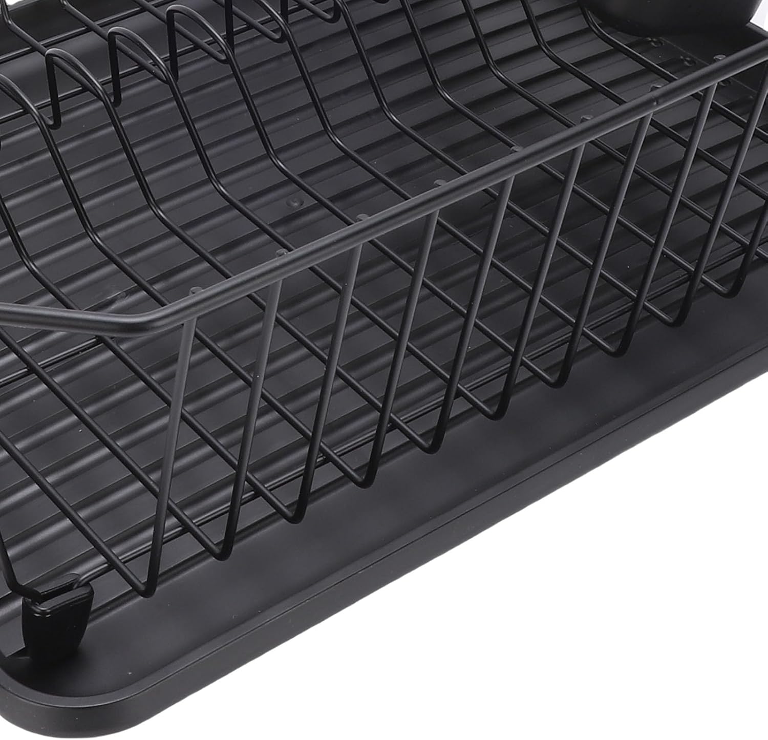 Asixxsix Dish Drying Rack, Stainless Steel Dish Drainer with Utensil Holder and Drainboard, Sink Organization and, 14" x 12" x 5" for Home and Apartment Decor (Black)