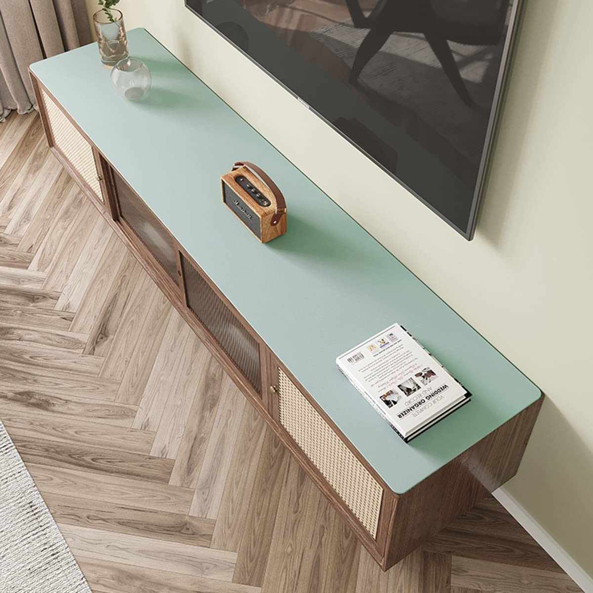 Sottomano da scrivania in ecopelle, antiscivolo, impermeabile, facile da pulire, 50 x 120 cm, colore: azzurro