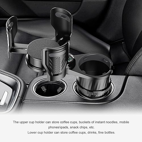 Miniatura 5 de Suvnie Expansor doble para portavasos de automóvil, adaptador multifuncional de bebida automático 2 en 1 con base ajustable, extensor de portavasos