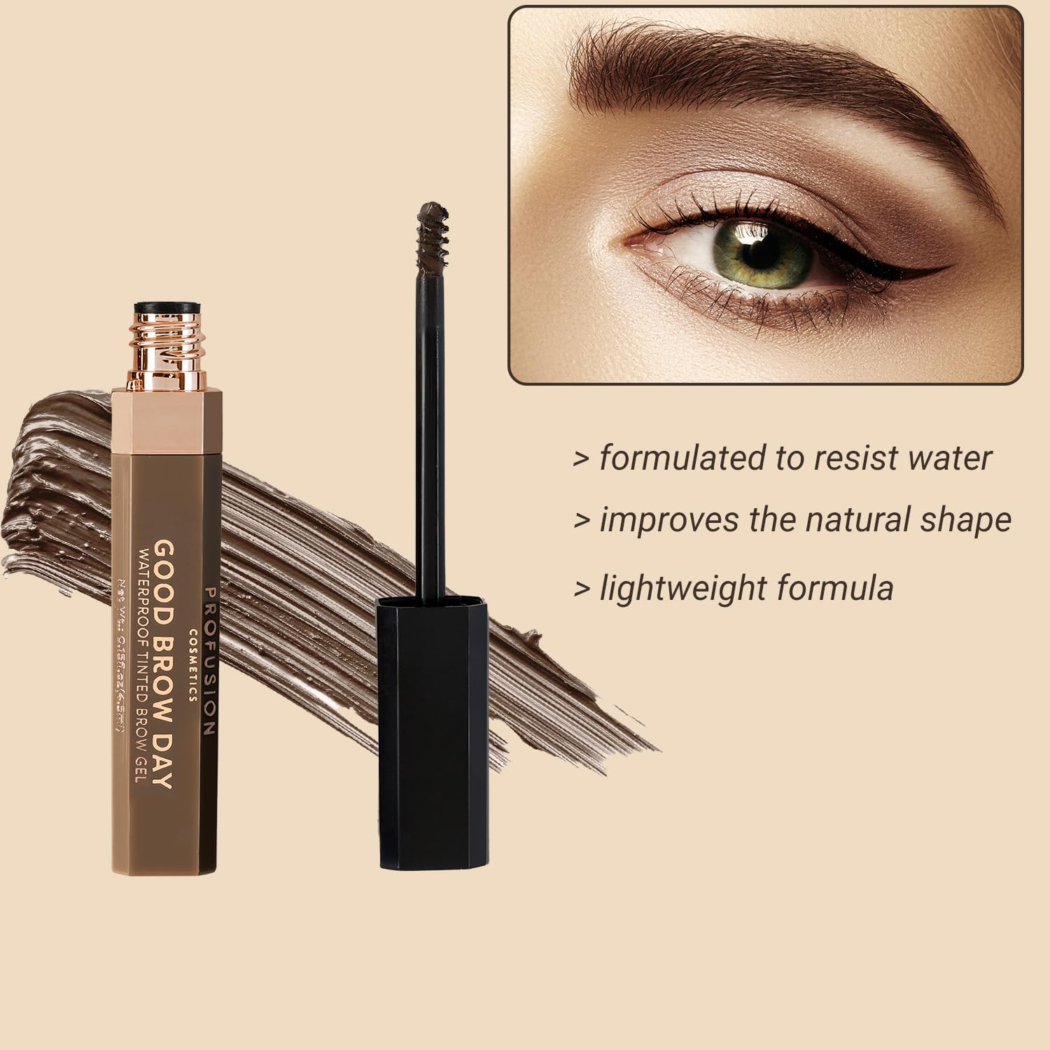 Amazon.com : Profusion Cosmetics Good Brow Day Waterproof Tinted