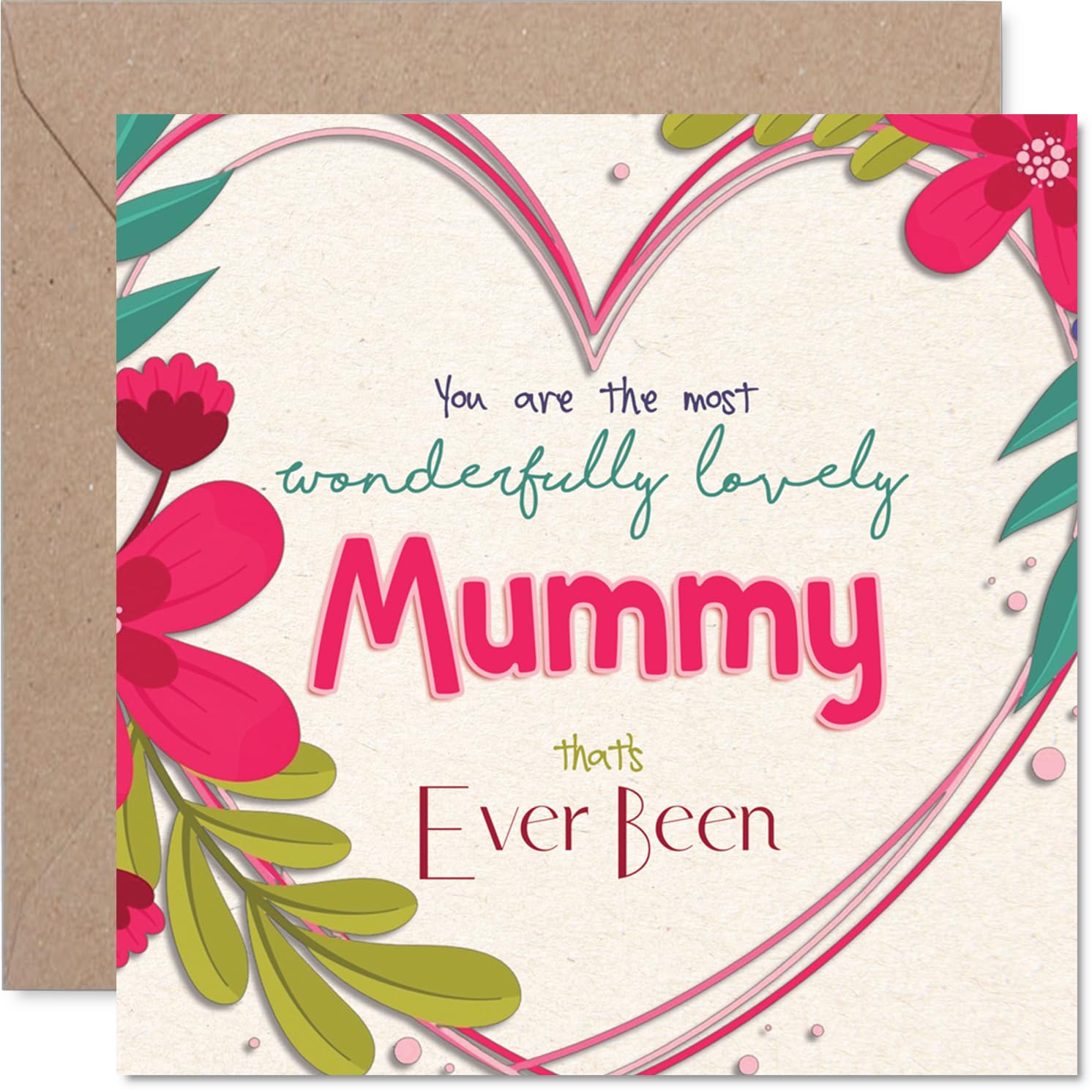 Mummy Birthday Card - The Most Wonderfully Lovely - Happy Birthday Card for Mummy from Son Daughter, 145mm Colourful Floral Design Mother's Day Greeting Cards