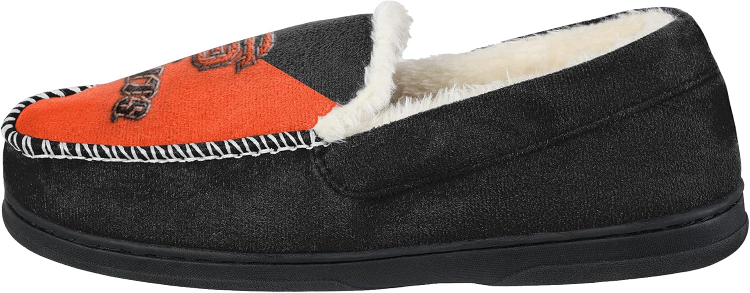 FOCO MLB Unisex-Adult Officially Licensed Color Block Primary Logo Wordmark Sherpa Lined Moccasin Slippers - Image 3