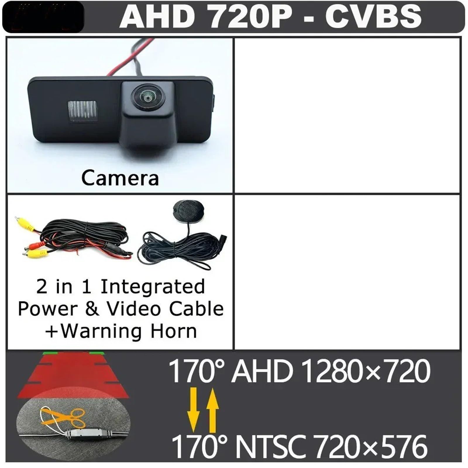 Cámara Visión Trasera para VW para Golf MK6 MK7 para Passat CC 2008~2020 AHD 1920x1080P Vista Trasera De Coche Soporte Cámara Respaldo Luz Matrícula(AI Obstacle Warning)