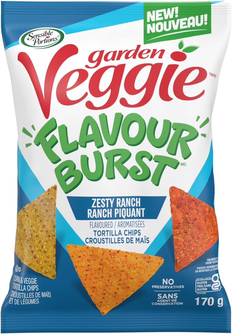 Sensible Portions Garden Veggie Flavour Burst Tortilla Chips, Zesty