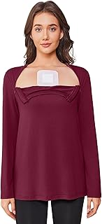 Chemo Shirts for Women with Dialysis Port Access 2 Side Zippers Long Sleeve Shoulder Post Surgery Shirt