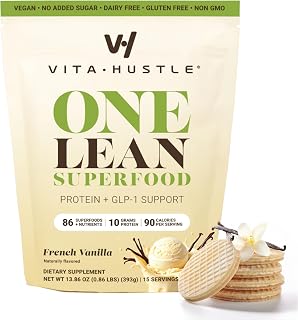ONE Superfood Lean Protein – All-in-One Nutrition Shake with GLP-1 Support, 10g Plant Protein, Ashwagandha, Multivitamins & Postbiotics – French Vanilla