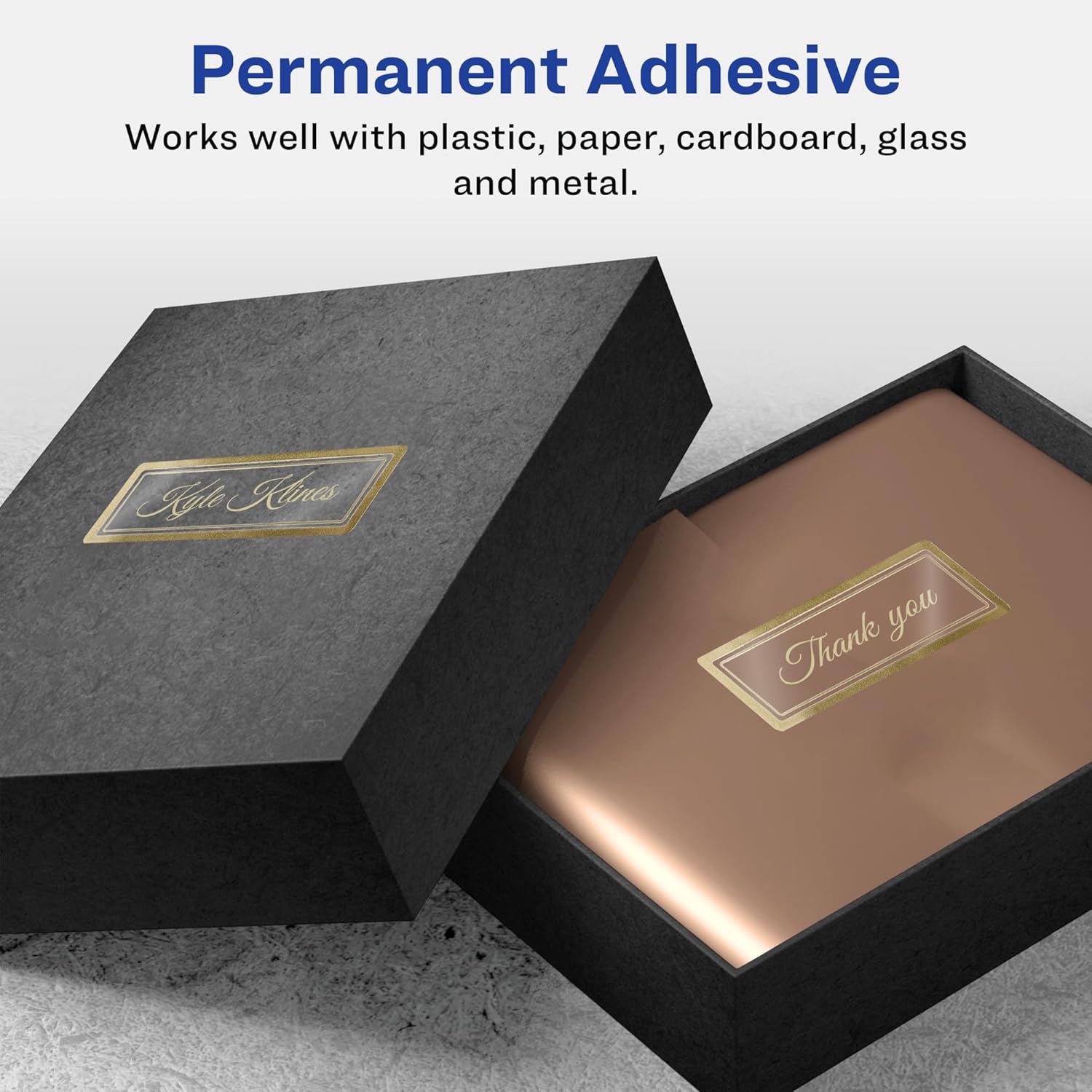 Avery Glossy Clear Labels, Metallic Gold Borders, 1" x 2-5/8" Rectangle Labels, 180 Total, Laser/Inkjet Printable (6550) - Image 6