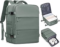 Vista 38 de Mochila de viaje grande, bolsa de mano, aprobada para aviones, para artículos personales, para hombre o mujer, color beige con marrón