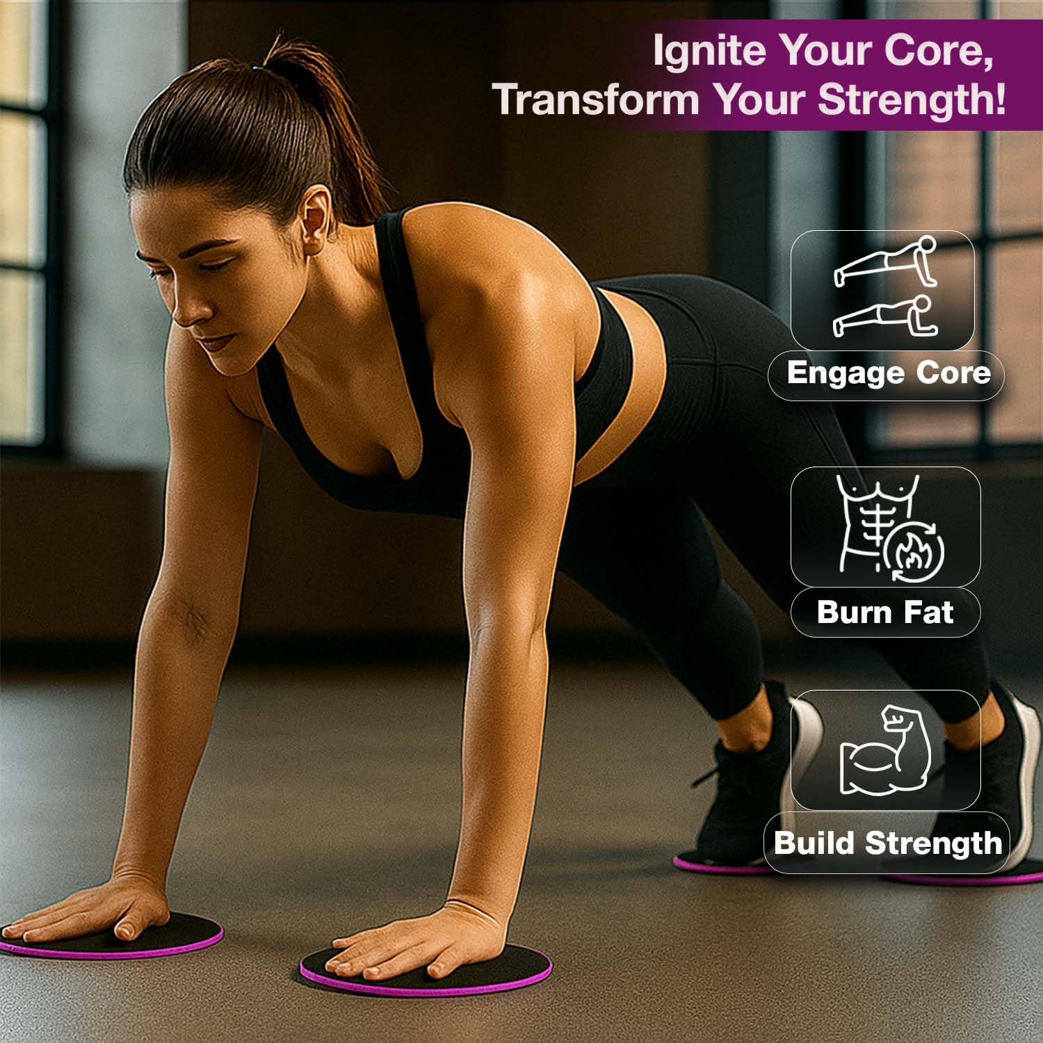 Xn8 Exercise Core Sliders Dual-Sided Gliding Discs for Abdominal & Full Body Workouts, Home Gym & Pilates - Image 2