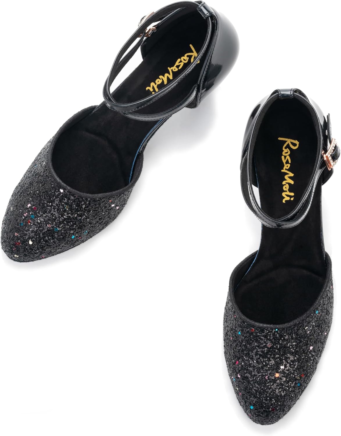 RoseMoli 1920s Shoes for Women Salsa Ballroom Dance Shoes for Woman Low Heels Dancing Pumps for Latin Tango Flapper Character Party Glitter Shoe - Image 6