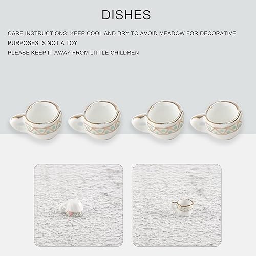 Miniatura 5 de Misaso Vajilla en miniatura de porcelana de 15 piezas juego de vajilla con estampado colorido