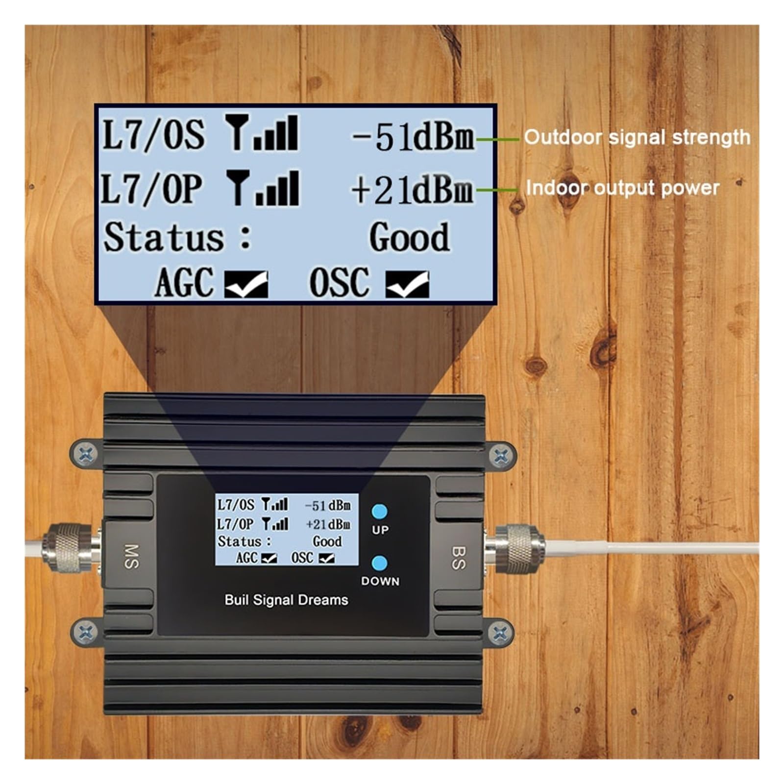 Amplificador De Señal For Celular Doméstico, 4G, 5G, 700 MHz, 2100, Repetidor LTE B1 B28, LCD, Gestión Remota Por Aplicación Cobertura más amplia(900-1800Mhz B8-B3)