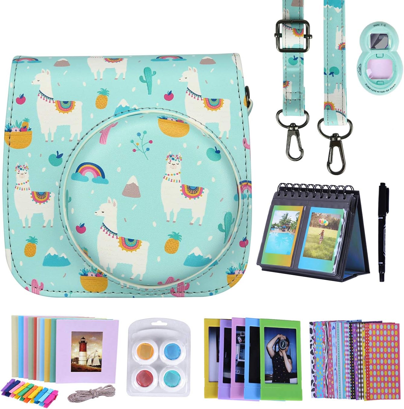 HDE Camera Case Bag Compatible for Fujifilm Instax Mini 9 / Mini 8+ / Mini 8 Instant Film Camera with Shoulder Strap and Photo Accessories