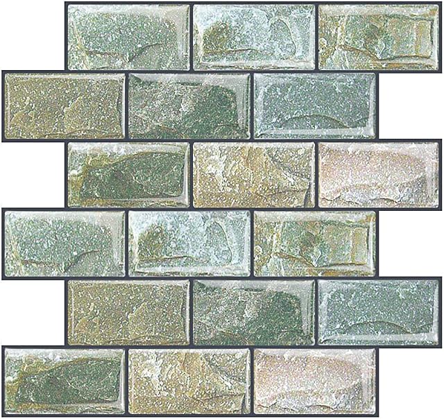 HyFanStr Peel and Stick Wall Tiles Kitchen Backsplash, 3D Brick Stick on Tiles, Self Adhesive Subway Tile Stickers Splashbacks for Bathroom Pack of 5