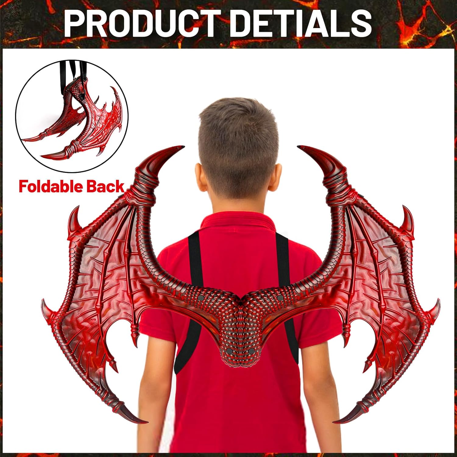 IncreDecor Dragon Costume for Kids Dinosaur Tail Mask Set, Cool Halloween Dragon Wings Cosplay Costume Mask for Children Boys - Image 4