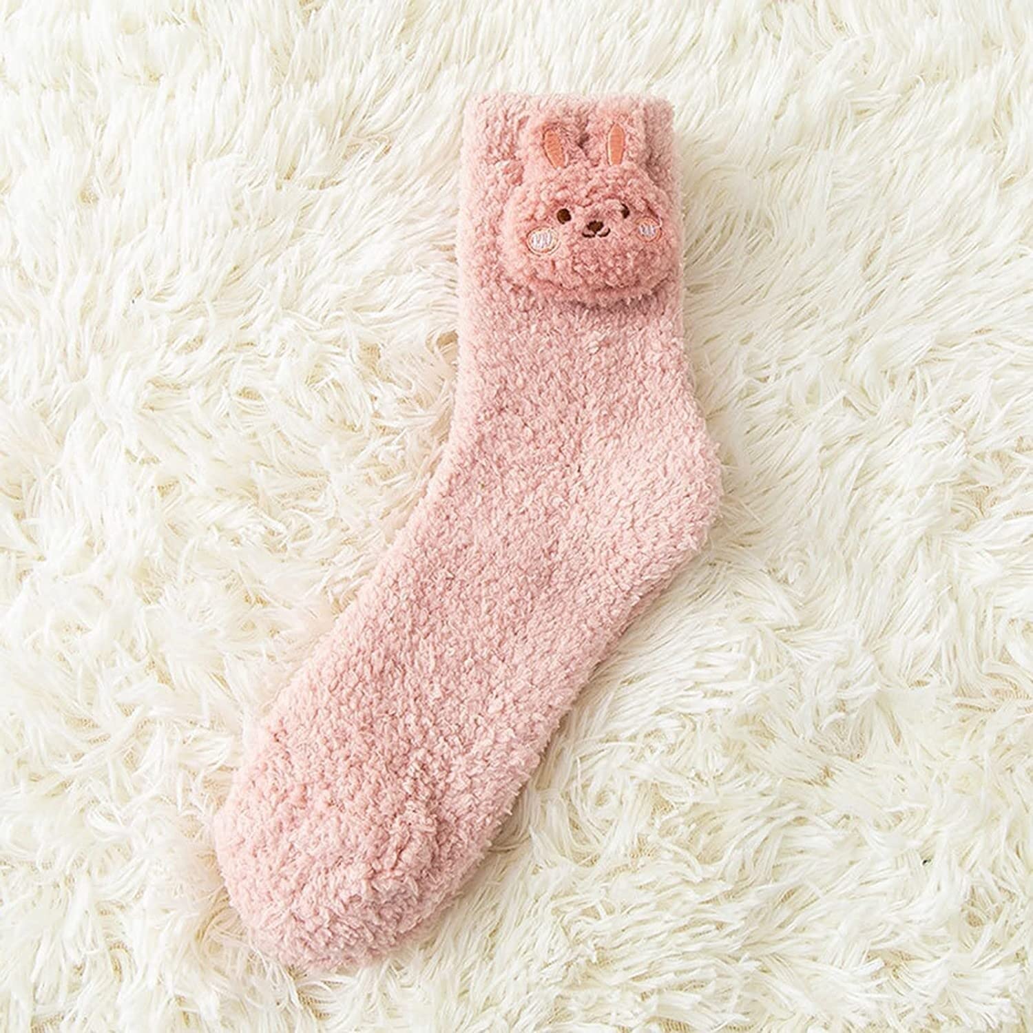 Skarpety Mężczyzn Kobiet 5 Par Damskie Zimowe Skarpetki Śmieszne Słodkie Śmieszne Skarpetki Skarpety Termiczne Puszyste Ciepłe Skarpetek Ciepłe(Pink)
