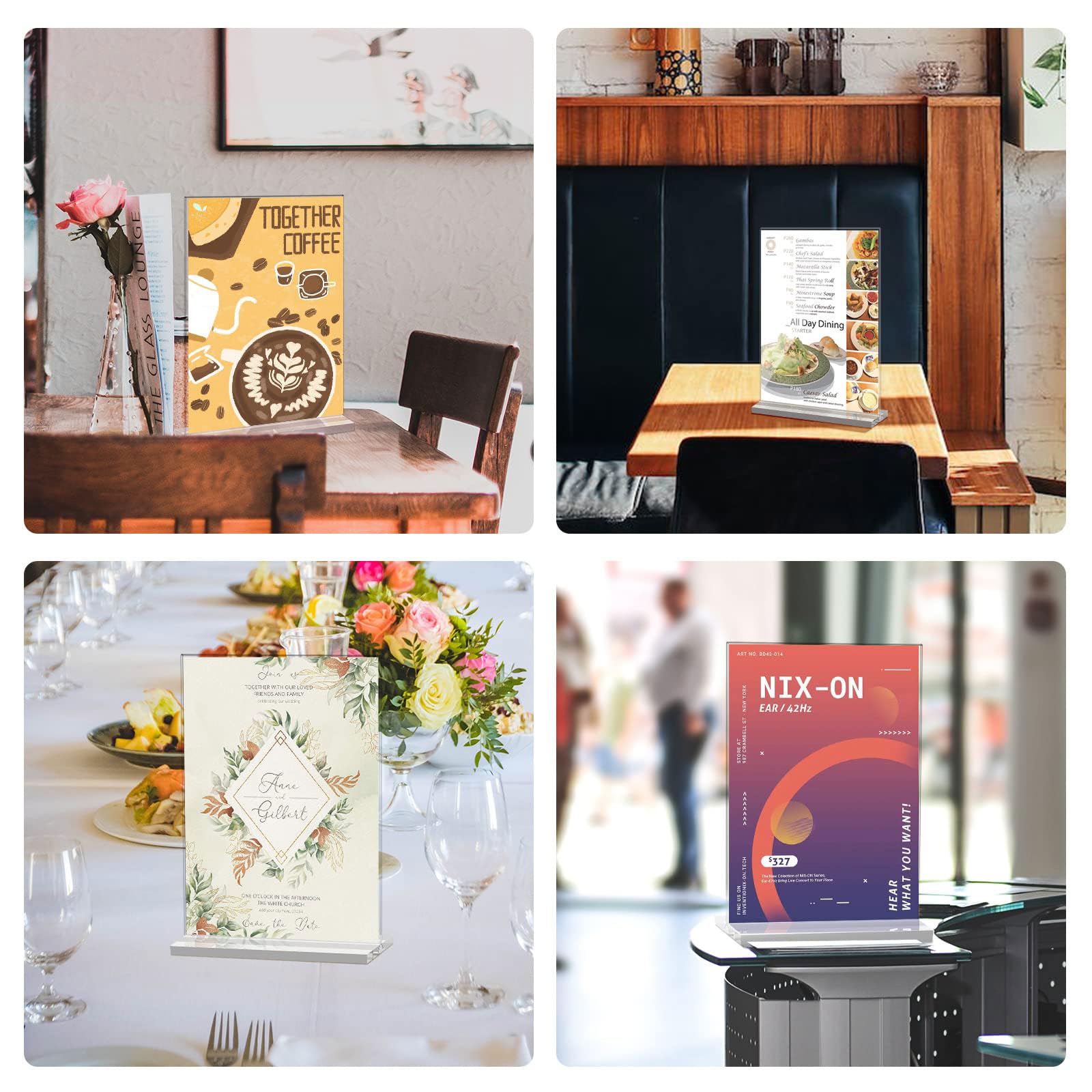 5 Stück Acryl Tischaufsteller ,Transparentes Doppelseitiges Preisschildhalter,Glasklar,Abriebfest,mit Abnehmbarem Basis,Wasserdicht ,für Büro,Restaurant,Geschäft,Hotel,Werbeaktionen,Theke
