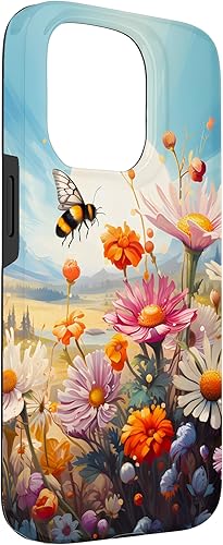Vista 33 de Funda para iPhone 13 Pro Lively Bee en Sunny Meadow of Wildflowers
