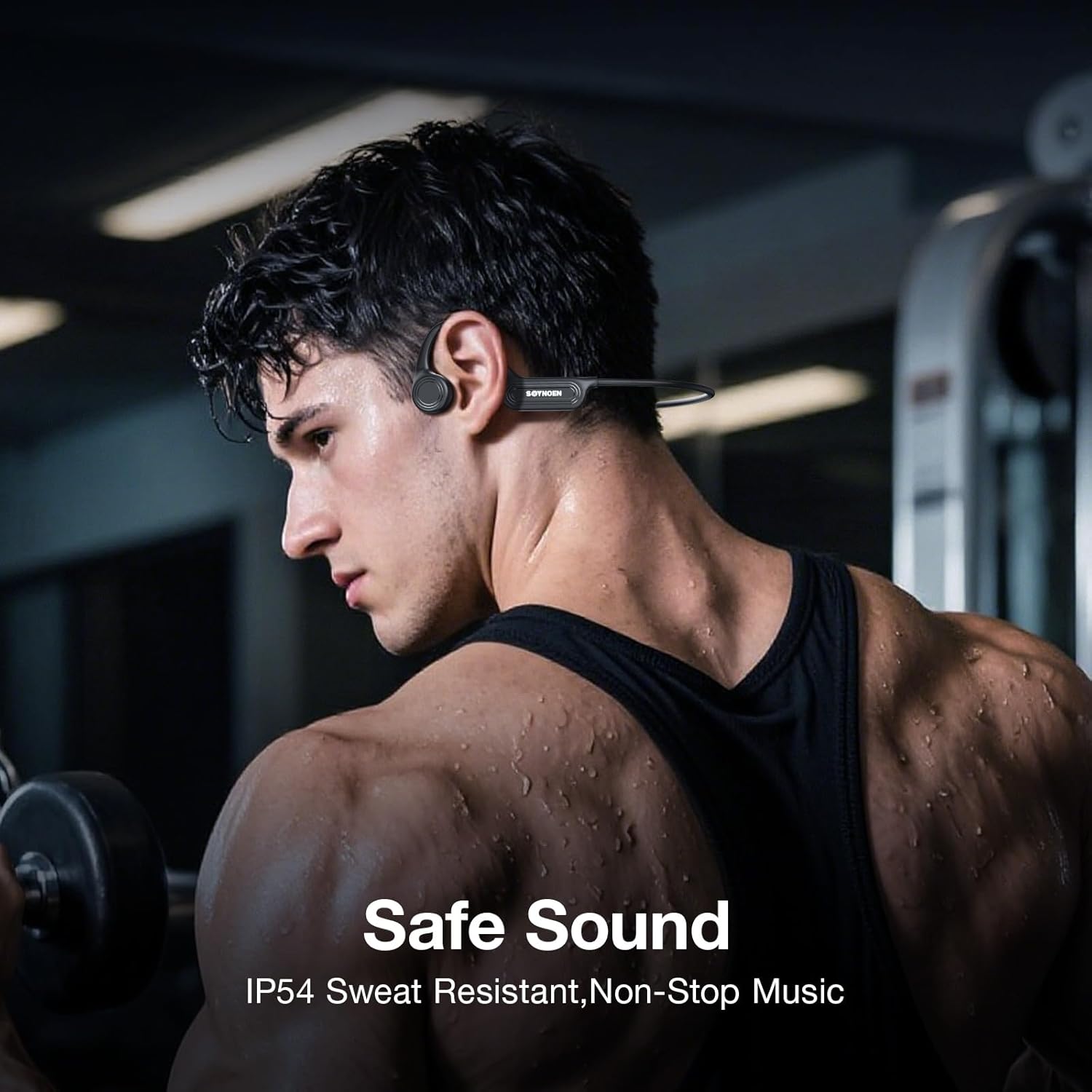Bone Conduction Headphones, Bluetooth 6.0 Wireless Open Ear Headphones with Mic, IP56 Waterproof Running Headphones, 10-Hour Playtime for Cycling, Hiking, Running and Workout
