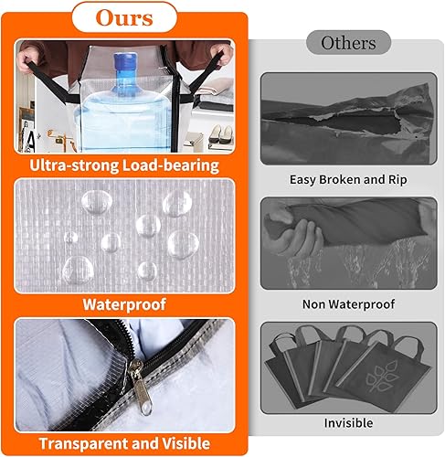 Miniatura 5 de Paquete de 6 bolsas de almacenamiento transparentes para edredón, ropa y ropa de cama, almacenamiento de mantas de plástico con cremallera y asa,