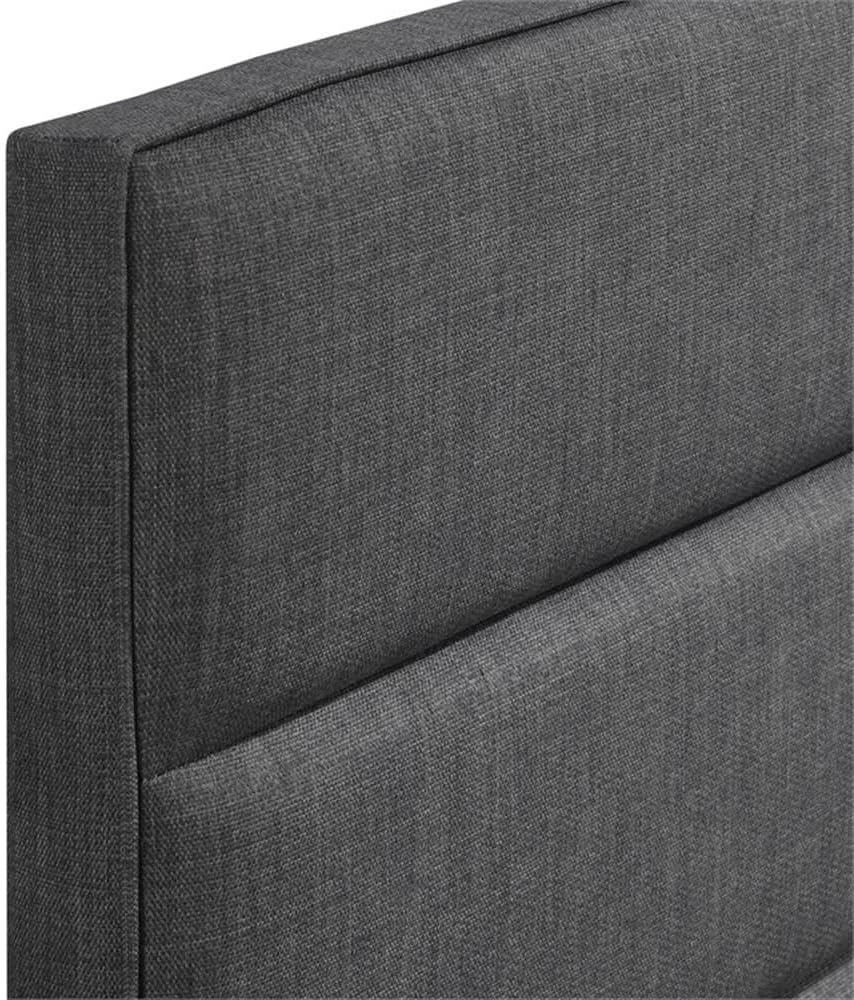 Pemberly Row Queen Upholstered Headboard, Charcoal Gray Fabric, Button Tufted Design, Slim Profile, Padded for Comfort, Modern Contemporary Style Bedroom Accent, 62.25 x 53.25 in Dimensions
