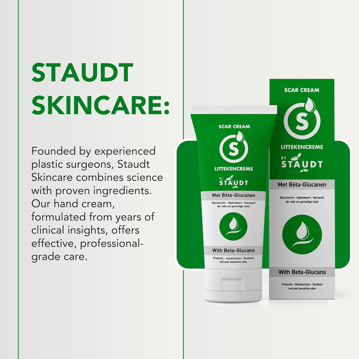STAUDT Premium Scar Cream - 100 ml Value Size - Advanced Formula with Vitamin E, Honey, Hyaluronic Acid & Silicone - Intensive Healing of Old & New Scars, Surgical, Acne, Burns, Stretch Marks, Eczema