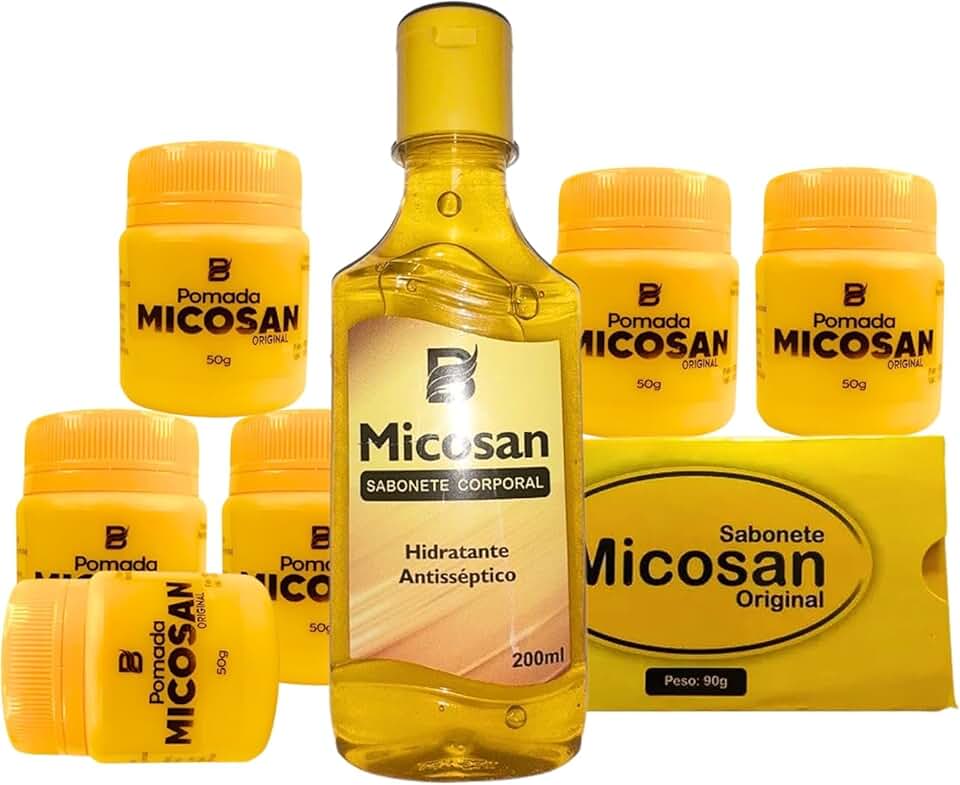 Kit Clareador Micosan: 6 Pomadas + 1 Sabonete em Barra + 1 Sabonete Líquido - Remove Manchas, Olheiras e Auxilia na Cicatrização