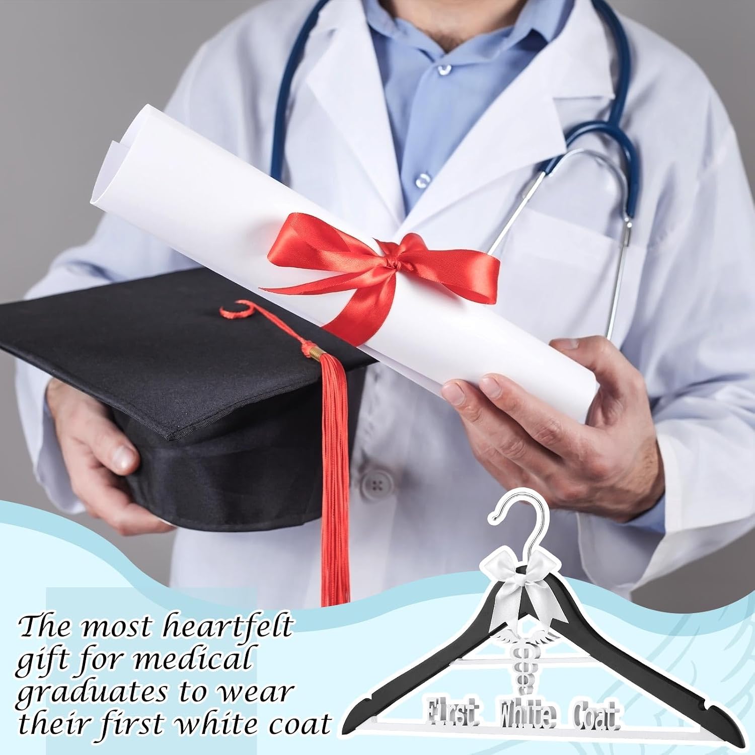Reallnaive First White Coat Hanger White Coat Ceremony Gift for New Medical Student Doctor Pharmacist Phd Pa Physician Assistant Nursing Med School Entrance Keepsake Back to School Present