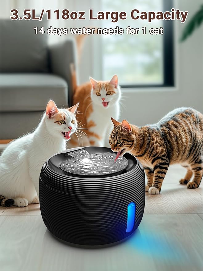 Fuente de Agua para Gatos Kastty 3.5L, Automática con Filtro y Luz LED miniatura 2