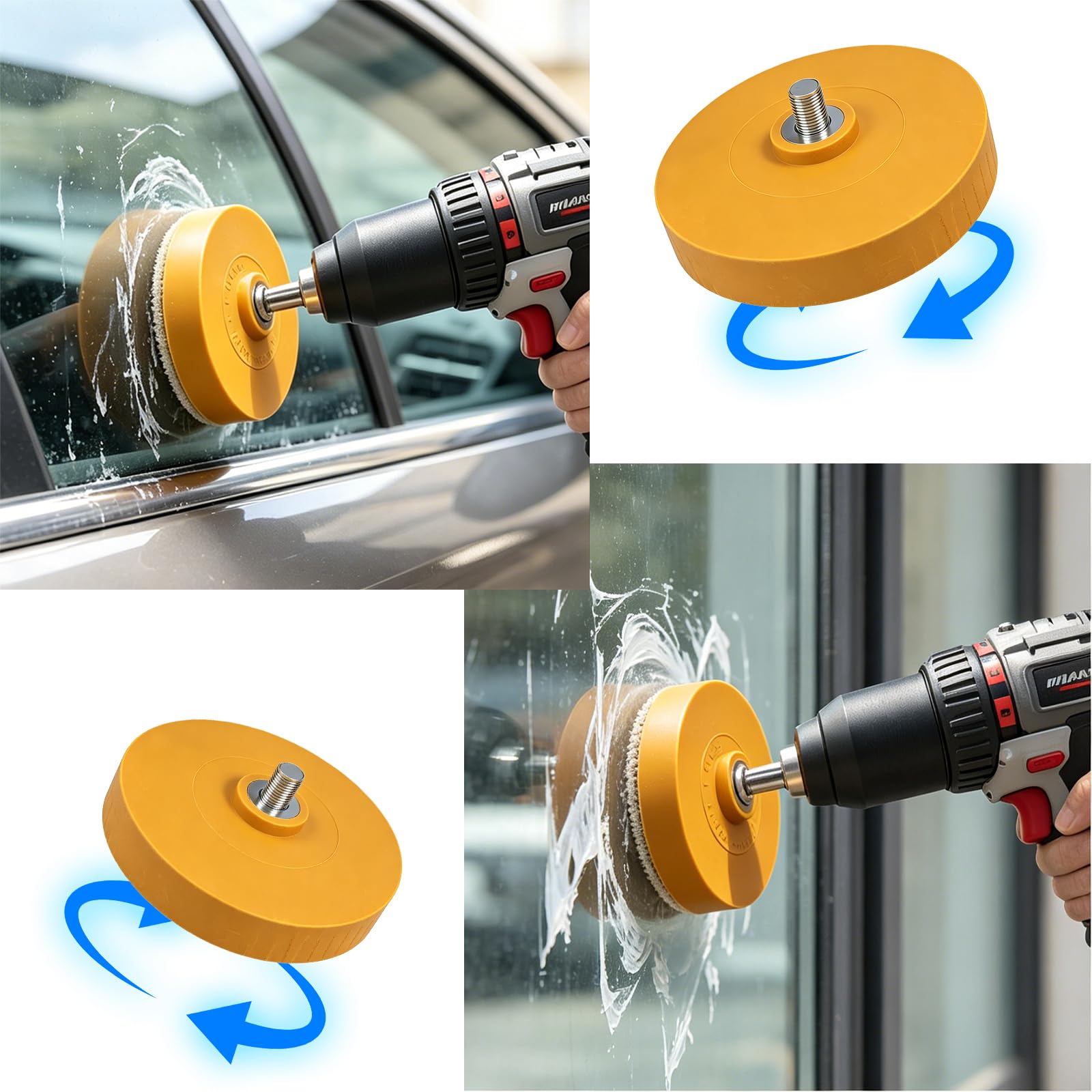 Juego de 3 gomas de borrar con adaptador, restos de pegamento en el vehículo, eliminación profesional de láminas, coche o moto, removedor de pegatinas, goma de borrar