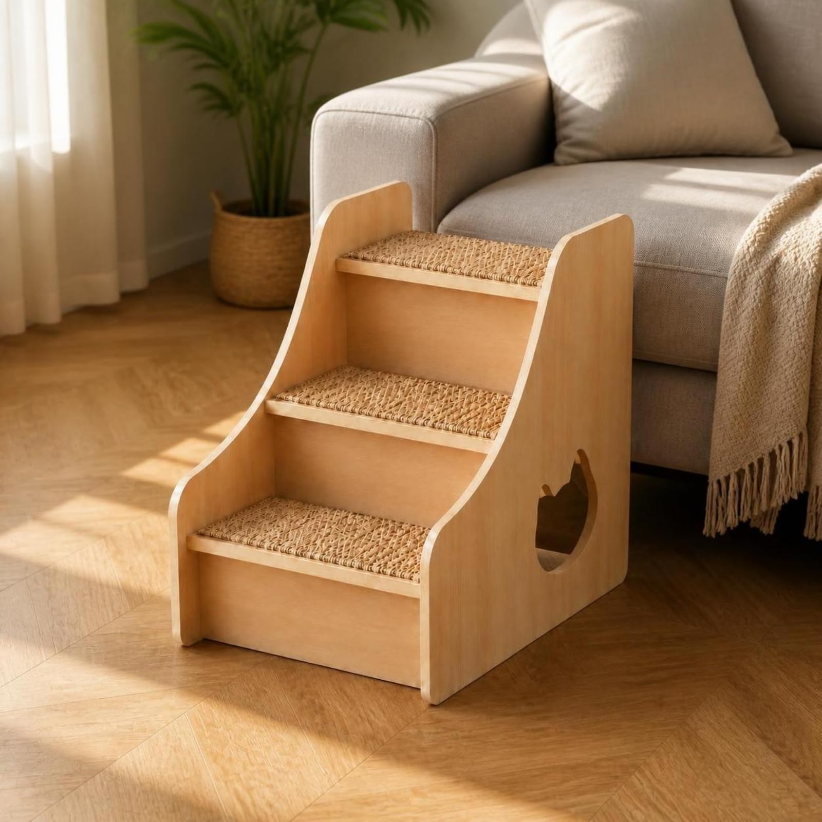 Scaletta per Letto Robusto, 30 Cm X 46 Cm X 40 Cm | Superficie Antiscivolo Intrecciata, Scaletta per Cani, Robusta, Soggiorno
