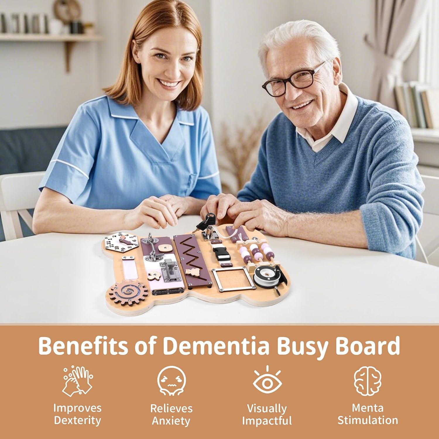 lefeke Fidget Busy Board for Adults with Dementia,Calming Activities and Games for Seniors,Dementia Activities for Seniors,Assistance Products Elderly Patients,Gift Toys for People with Alzheimers