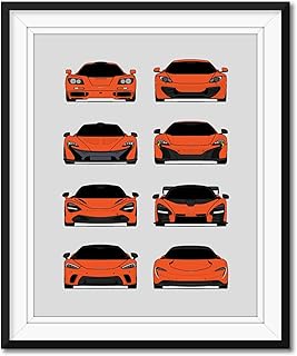 McLaren Generations Inspired Poster Print Wall Art Handmade Decor of the History and Evolution of McLaren Automotive (F1, MP4-12C, F1, 650S, 720S, Senna, GT, Speedtail) (Unframed)
