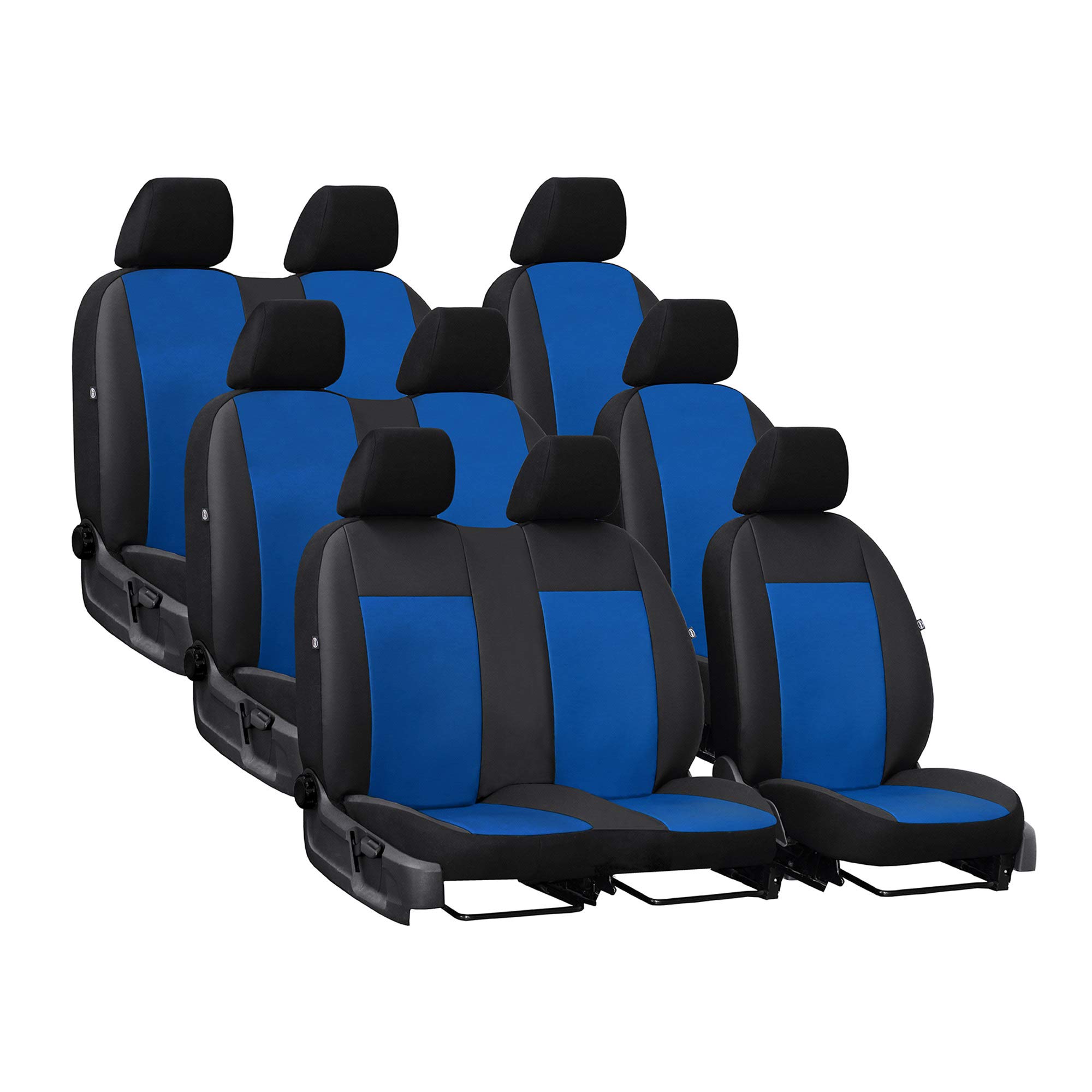 Autostoelhoezen, 9-delig, transporter, beschermhoezen, stoelbekleding, complete set blauw