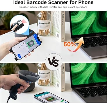 Sumicor Bluetooth Barcode Scanner for iPhone Android Phone(4.7''-6.9'') | Portable Dual-purpose 1D 2D QR Code PDF417 Bar Code Scanners