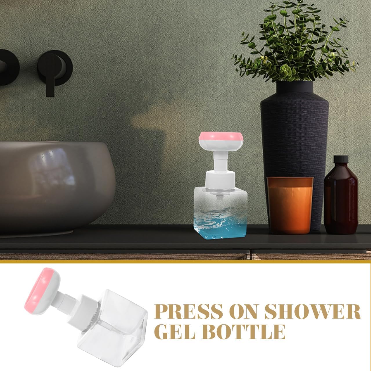 16 Oz Foaming Soap Dispenser Pump Bottle Refillable Pressure Shower Gel Bottle for Bathroom Hand Soap Lotion and Travel Use - Image 2