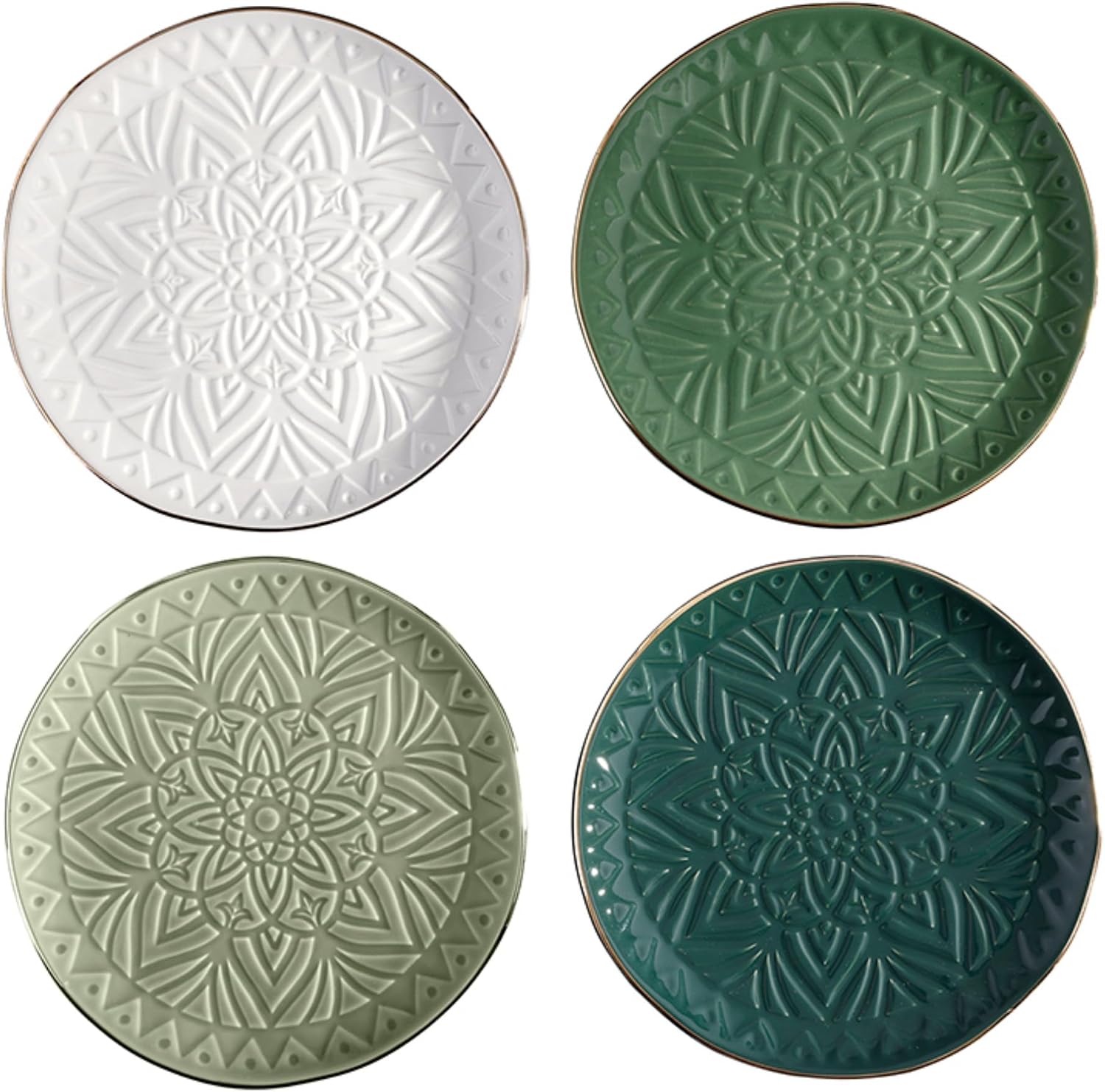 Santa Barbara Design Studio Appetizer Plates - Set of 4 Small Stamped Ceramic Plates, 6" Diameter, Coastal